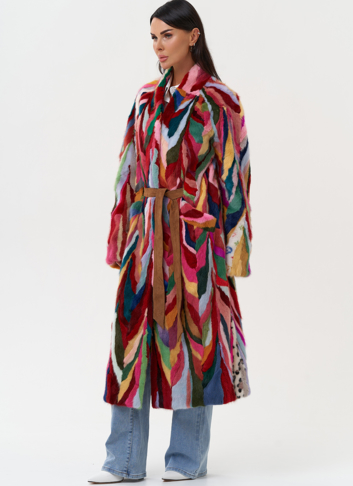 Норковая шуба в стиле пэчворк