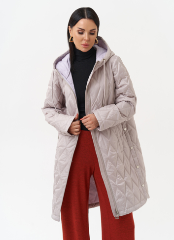 Женское утепленное полупальто с капюшоном