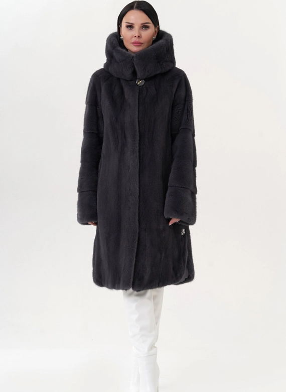 Шуба из норки в цвете графит