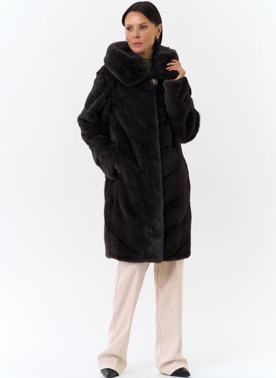Норковая шуба с капюшоном
