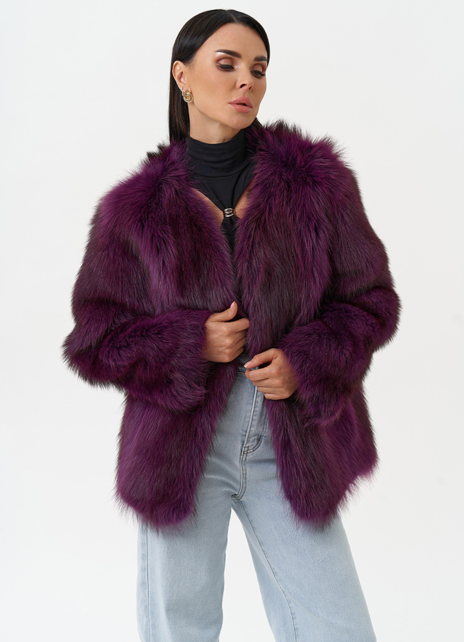 Женская куртка из меха канадского енота модель № 31085 универмаг малина