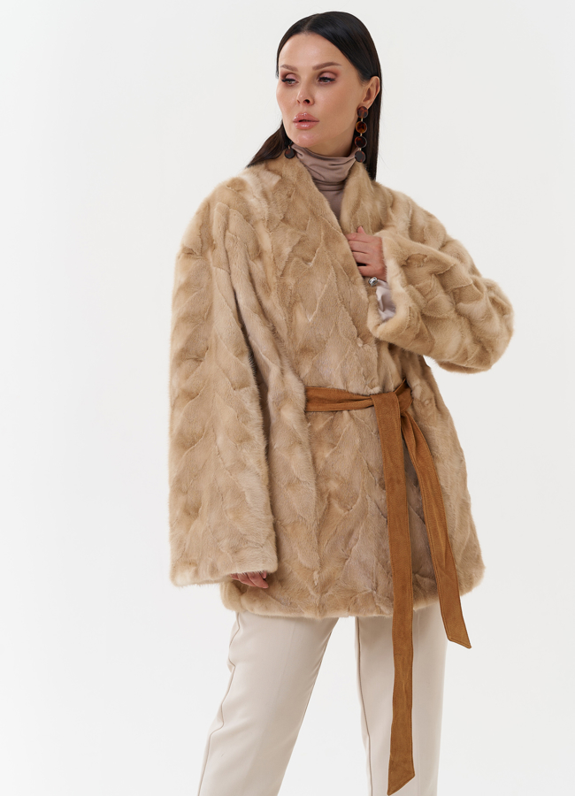 Женская шуба из скандинавской норки модель № 27627 универмаг малина