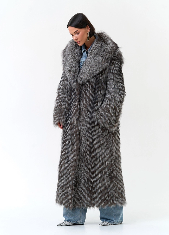 Длинная шуба из чернобурой лисы модель № 34163 универмаг малина фото