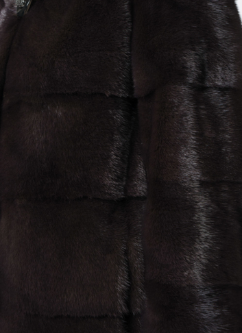 Норковая шуба с воротником стойкой коричневого цвета Норковая шуба с воротником стойкой коричневого цвета