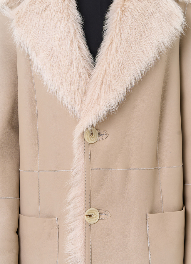 Женская двухсторонняя дубленка с поясом модель № 31929 универмаг малина