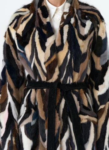 Шуба из норки в стиле пэчворк