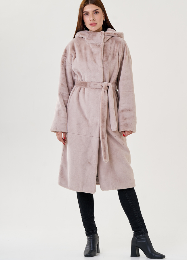 фото Длинное пальто из искусственного меха модель № 23527