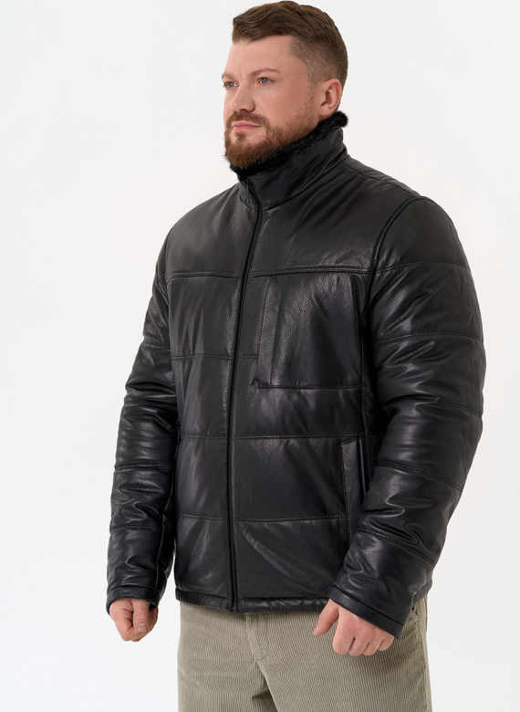 Куртка из натуральной кожи черного цвета