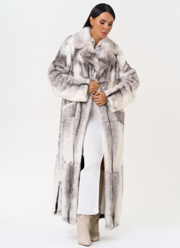 Длинная шуба из норки крестовки cross