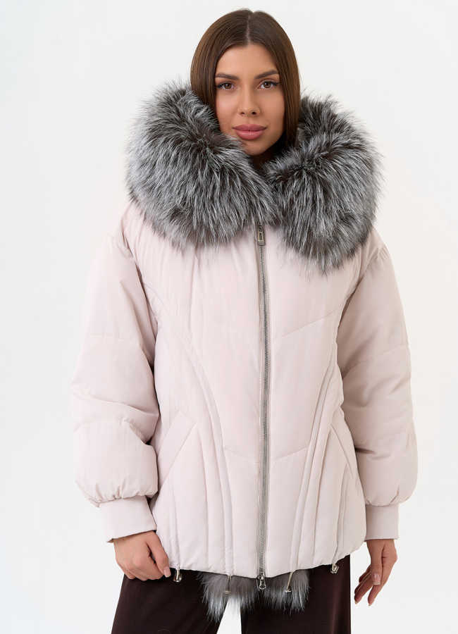 Женский пуховик с отделкой из меха чернобурки модель № 31446 в кредит