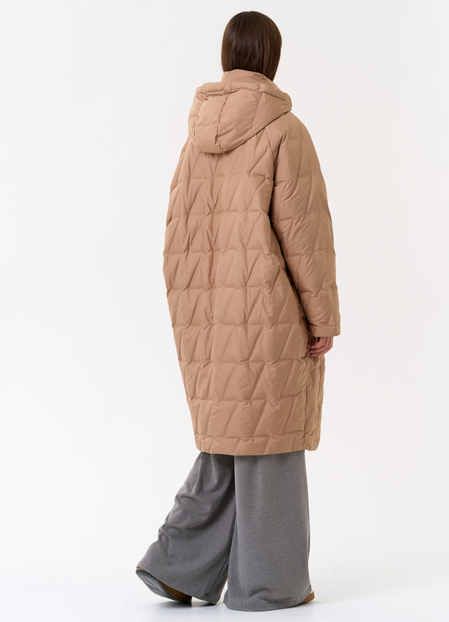 фото Женское свободное пальто с капюшоном модель № 31385