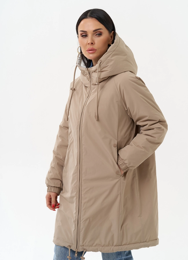 Женская удлиненная куртка с капюшоном модель № 30013 универмаг малина