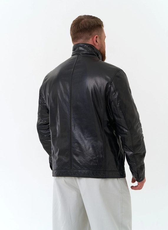 Мужская утепленная куртка из натуральной кожи фото