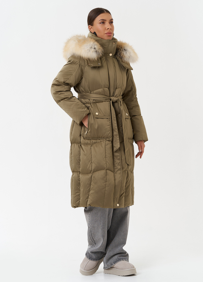 Пуховик с капюшоном из меха лисы модель № 28850 в рассрочку