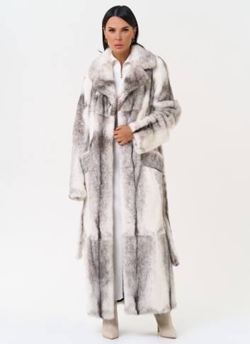 Длинная шуба из норки крестовки cross