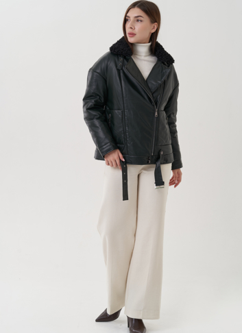 Косуха утепленная из экокожи с отделкой из экомеха Косуха утепленная из экокожи с отделкой из экомеха