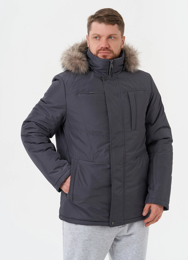 фото Мужская куртка с капюшоном из меха енота модель № 28276