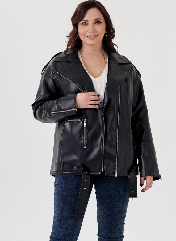 Куртка-косуха из эко кожи на утеплителе с натуральным мутоном