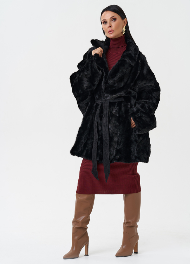 Шуба из меха норки с английским воротником модель № 28587 универмаг малина