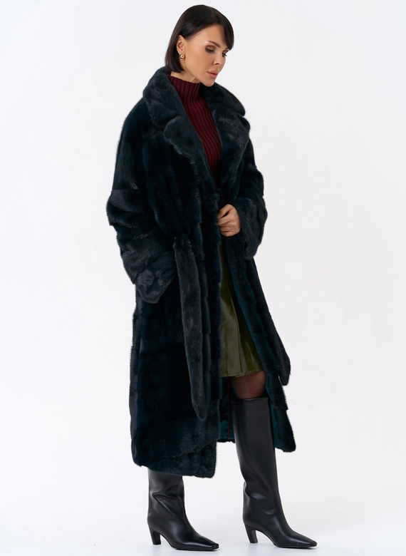 Зеленая шуба из норки